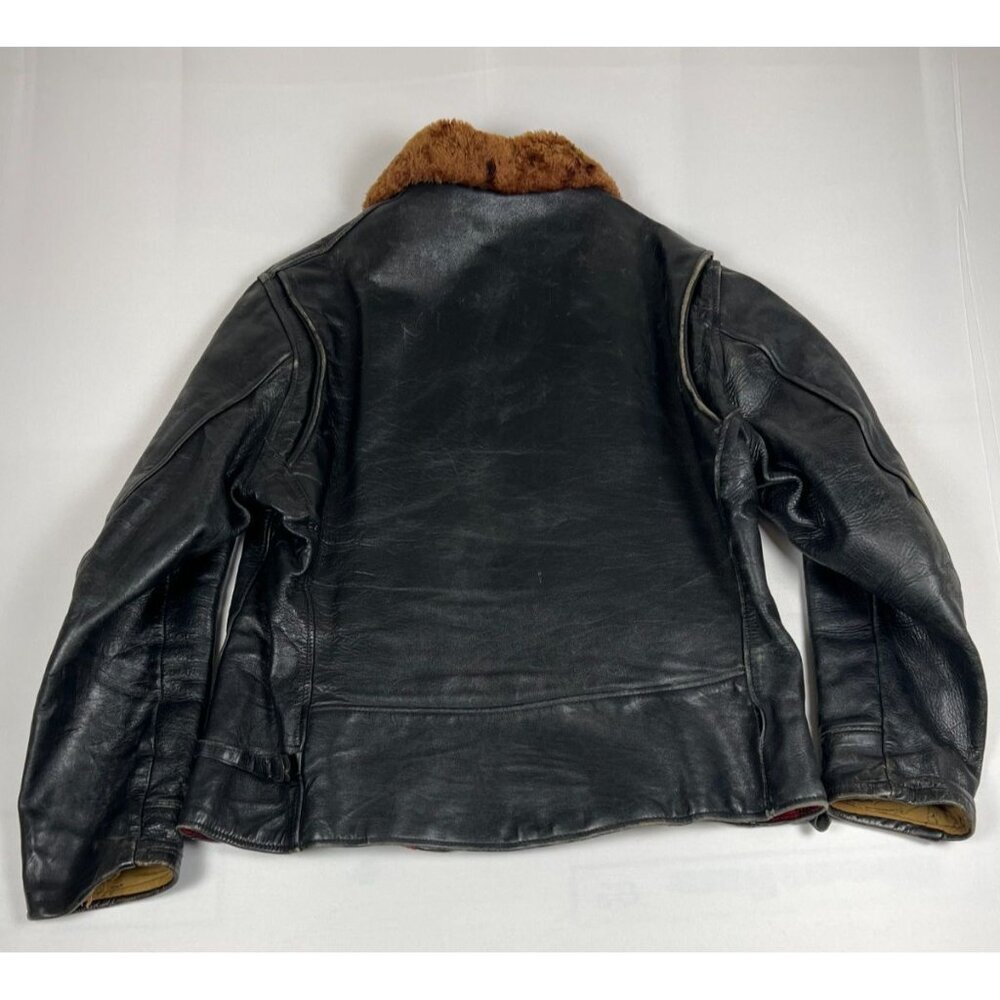Borman Sports Bormcolt Men’s XL Vintage 50s Black Leather Bomber Jacket - Picture 2 of 15